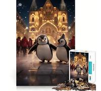 Puzzle "Città di Natale dei Pinguini" per ragazzi, 1000 pezzi, gioco per allenare la mente, design rilassante, assemblaggio, sorpresa di Natale (50x75cm)