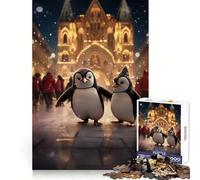 Puzzle "Città di Natale dei Pinguini" per ragazzi, 1000 pezzi, gioco per allenare la mente, design rilassante, assemblaggio, sorpresa di Natale (50x75cm)