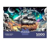 Puzzle Città Notturna della Barca a Vela 1000 Pezzi per Adulti Colorato, Nave Fantasma Divertente Sfidante & Enigmistico Puzzle da 1000 Pezzi per Adulti 100% Cartone Riciclato