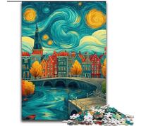 Puzzle Città sotto il cielo notturno Puzzle difficili per adulti 50X75CM Perfetti per adolescenti e collezionisti, ideali come decorazione per la casa e regalo di viaggio