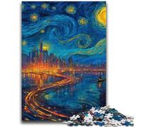 Puzzle "City Under The Night Sky" da 1000 pezzi per adolescenti, dai 14 anni in su, rompicapo per famiglie, regali di compleanno per Natale, 26x38cm