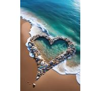 Puzzle Classici 70 Pezzi per Adulti Onde del Cuore della Spiaggia 20 x 15 cm Jigsaw Puzzles Puzzle Giocattolo Decompressivo Intellettuale Educativo Divertente Gioco per Famiglie Puzzles 70 pcs