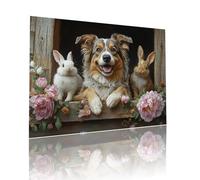 Puzzle Classici Adulti Cane Coniglio Jigsaw Puzzles 1000 pezzi per Bambini Dai 5 Anni Divertimento Giochi Rilassamento e Intelligence, per Gioco Familiare Sfidare Impossibili Regalo 50x75cm t-156