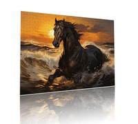 Puzzle Classici Adulti Cavallo Tramonto Jigsaw Puzzles 500 pezzi per Bambini Dai 5 Anni Divertimento Giochi Rilassamento e Intelligence, per Gioco Familiare Sfidare Impossibili Regalo 38x52cm t-632