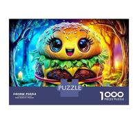 Puzzle Classico 1000 Pezzi Burger Sorridente per Adulti Molto Difficile Cartone Spesso Allenamento Mentale e Logica Arte del Cibo 70x50cm