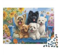 Puzzle Classico Da 1000 Pezzi Dogs Per Adulti, Cartone Resistente, Adorable Dogs Sitting Together in A Cozy Garden Antistress E Allenamento Mentale, Idea Regalo, 70x50cm/1000pcs