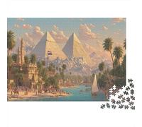 Puzzle Classico Da 1000 Pezzi Egyptian Pyramids Celebration, Cartone Spesso, A Festive Scene Featuring The Egyptian Pyramids Relax E Tempo Libero Indoor, Regalo Per Adulti, 70x50cm/1000pcs