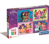 Clementoni - 21517 - Supercolor Puzzle - Disney Princess - 4 Puzzle da 12,16,20 e 24 Pezzi - Puzzle Bambini 3 Anni, Puzzle Cartoni Animati - Made In Italy