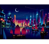 Puzzle Skyline Cloudberries, Puzzles da 1000 Pezzi Difficili per Adulti con Colori Neon Cool, Puzzle Difficili, Puzzle della Città per Adulti da 1000