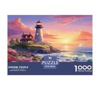 Puzzle Coastal Lighthouse Con 1000 Pezzi, Puzzle Seaside Sunset Adulti, Gioco Diabilità Impossibile Puzzle Pittura Gioco Intellettivo Familiare Regalo Per Amore E Amico 38x26cm/1000pcs