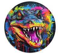 Puzzle Coccodrilli Colorati 1000 Pezzi Rotondo per Adulti, Design Intricato per Adolescenti, Decorazione Fai da Te e Divertimento per Stimolare la Mente (67,5x67,5cm)