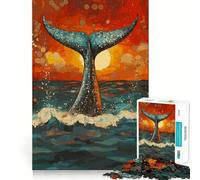 Puzzle "Coda di balena al tramonto" con 1000 pezzi,divertente da giocare,senza sbavature,con tagli precisi,portatile e adatto ai viaggi (38x52cm)