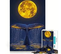 Puzzle "Coda di balena sotto la luna piena" per adolescenti,1000 pezzi,gioco stimolante per lo sviluppo mentale,pezzi di dimensioni uniformi e precisi,attività divertente per tutta la famiglia