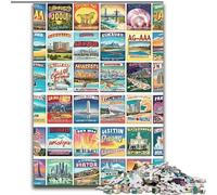 Puzzle collage di francobolli d'epoca per adolescenti, 1000 pezzi, giochi rilassanti che rafforzano l'amore tra coppie per bambini dai 14 anni (50x75cm)