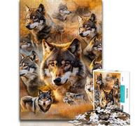 Puzzle collage di lupi da 1000 pezzi per adulti, aiuta il cervello ad allenarsi, giocattoli avvincenti per coltivare la pazienza, gioco di sfida unico (50x75cm)