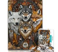 Puzzle collage di lupi per adulti da 1000 pezzi, gioco stimolante, ideale come regalo per tutta la famiglia (38x26cm)