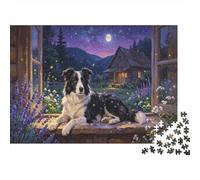 Puzzle Collie on A Moonlit Windowsill Jigsaw Puzzles 1000 Pezzi - Familiare Gioco, Aziendale Festa, Amici E Amore Per Regalo 38x26cm/1000pcs