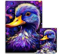Puzzle colorati a forma di anatra viola per adulti, 1000 pezzi, puzzle in legno, rompicapo impegnativo per adolescenti, divertente serata di giochi in famiglia, 50x75CM/19,68x29,52 pollici.
