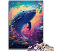 Puzzle colorati a forma di balena per adulti, 1000 pezzi, aiutano il cervello ad allenarsi, giocattoli avvincenti per coltivare la pazienza, ottimo regalo (50x75cm)