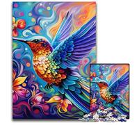 Puzzle colorati a forma di colibrì, 1000 pezzi per adulti, puzzle in legno, regalo perfetto per l'arredamento della casa e per il divertimento delle feste, 50x75CM/19,68x29,52 pollici
