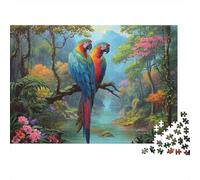 Puzzle colorati a forma di pappagallo. Un gioco stimolante pensato per adolescenti e adulti. Fantastico e divertente. Super impegnativo. 500 pezzi (52x38 cm).
