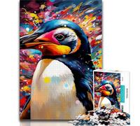 Puzzle colorati a forma di pinguino per adolescenti, 1000 pezzi, aiutano il cervello a esercitare giocattoli avvincenti per coltivare la pazienza Un'opera d'arte 38x26cm