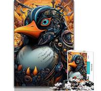Puzzle colorati a forma di pinguino per adulti e ragazzi, 1000 pezzi, antistress, per ammazzare il tempo durante le vacanze, con poster abbinato e foglio di quiz (38x26cm)
