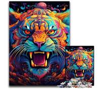 Puzzle colorati a forma di tigre per adulti, puzzle in legno da 1000 pezzi per adulti, rompicapo impegnativo per adolescenti, divertente serata di giochi in famiglia 50x75CM/19,68x29,52 pollici