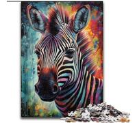 Puzzle colorati a forma di zebra per adulti, 1000 puzzle, antistress per ammazzare il tempo durante le vacanze, con poster abbinato e foglio di quiz (50x75cm)