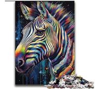 Puzzle colorati a forma di zebra per adulti, antistress per ammazzare il tempo durante le vacanze, con poster abbinato e foglio di quiz (70x100cm)