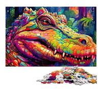 Puzzle colorati con coccodrilli del Nilo da 1000 pezzi per adulti, puzzle in legno, regalo perfetto per l'arredamento della casa e per il divertimento delle feste, 50x75CM/19,68x29,52 pollici.