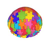 Puzzle colorati Cuffia da a per la consapevolezza dell'autismo per le donne, Cuffia per capelli da a riutilizzabile impermeabile Cuffia da bagno Turbante Cuffia da a per ragazze