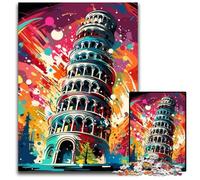 Puzzle colorati della Torre di Pisa per adulti, 1000 pezzi, regalo perfetto per familiari e amici, adatto dai 14 anni in su, 26X38CM/10,23x14,96 pollici.