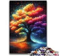 Puzzle colorati dell'albero della vita per adulti e adolescenti, aiuta il cervello a esercitare i giocattoli avvincenti per coltivare la pazienza, un'opera d'arte (50x75cm)