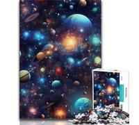 Puzzle colorati dell'universo per adolescenti, puzzle da 1000 pezzi, antistress per ammazzare il tempo durante le vacanze, con poster abbinato e foglio di quiz (38x26cm)