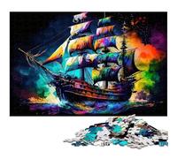 Puzzle colorati di navi pirata da 1000 pezzi per adulti, puzzle per adulti, regalo di sfida per la mente, attività educativa per adolescenti, 50x75CM/19,68x29,52 pollici