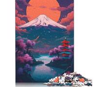 Puzzle colorati e fantastici del tramonto giapponese sul lago per bambini dai 12 anni in su, 1000 pezzi (75x50 cm)