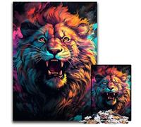Puzzle colorati e psichedelici del Re degli Animali da 1000 pezzi in legno per adulti perfetti per decorare la casa o l'ufficio regalo di Natale ideale 1000 pezzi (75x50 cm)