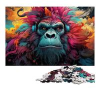 Puzzle colorati Gorilla da 1000 pezzi per adulti, puzzle in legno per decorazioni per la casa, allenamento del cervello e regali per le feste, 50x75CM/19,68x29,52 pollici