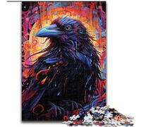 Puzzle colorati per adulti da 1000 pezzi raffiguranti un corvo, giochi divertenti Ogni pezzo è unico Gioco stimolante e divertente per tutta la famiglia (26x38cm)