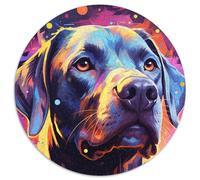 Puzzle colorato a forma di cane psichedelico, 1000 pezzi, rotondo, per adulti, design intricato per adolescenti, decorazione fai da te e divertimento per stimolare il cervello (67,5x67,5cm)