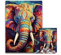 Puzzle colorato a forma di elefante, 1000 pezzi per adulti, in cartone, ideale come decorazione fai da te e come regalo rompicapo, 26X38CM/10,23x14,96 pollici.