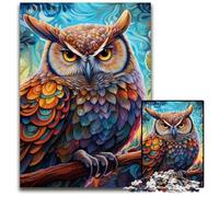 Puzzle colorato a forma di gufo da 1000 pezzi, ideale per adulti, attività per famiglie, decorazioni fai da te per la casa, regalo di Natale, 50x75CM/19,68x29,52 pollici.