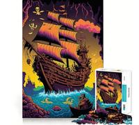 Puzzle colorato a forma di nave pirata da 1000 pezzi per adulti, ideale per rafforzare la memoria, per il tempo libero e il divertimento Design elegante e di qualità Regalo perfetto (50x75cm)