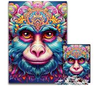 Puzzle colorato a forma di scimmia da 1000 pezzi per adulti, puzzle in legno per adulti, ideale come decorazione fai da te e come regalo rompicapo, 50x75CM/19,68x29,52 pollici.