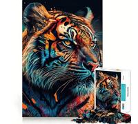 Puzzle colorato a forma di tigre da 1000 pezzi per adulti, gioco di logica e abilità, calma e relax, taglio preciso, regalo perfetto 38x52cm