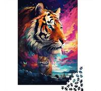 Puzzle colorato a forma di tigre, rompicapo in cartone riciclato al 100%, per bambini e adulti dai 12 anni in su, regali di Natale, 1000 pezzi (75x50 cm)