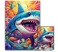 Puzzle colorato Art Shark da 1000 pezzi per adulti, rilassante e divertente, perfetto regalo di Natale e decorazione per la casa, 26X38CM/10,23x14,96 pollici.