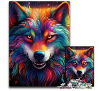 Puzzle colorato Art Wolf da 1000 pezzi per adulti, puzzle in cartone per decorazioni per la casa, allenamento del cervello e regali per le feste, 26X38CM/10,23x14,96 pollici.
