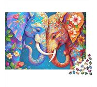 Puzzle colorato con 1000 pezzi raffigurante un elefante, con un intricato disegno di una coppia di elefanti. Gioco educativo per adulti, bellissima decorazione, ideale come di compleanno. 70x50 cm